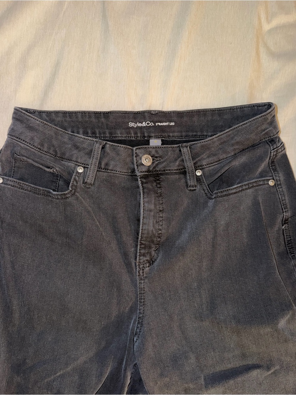 Style & Co. Women's Straight Leg Jeans in Washed Black